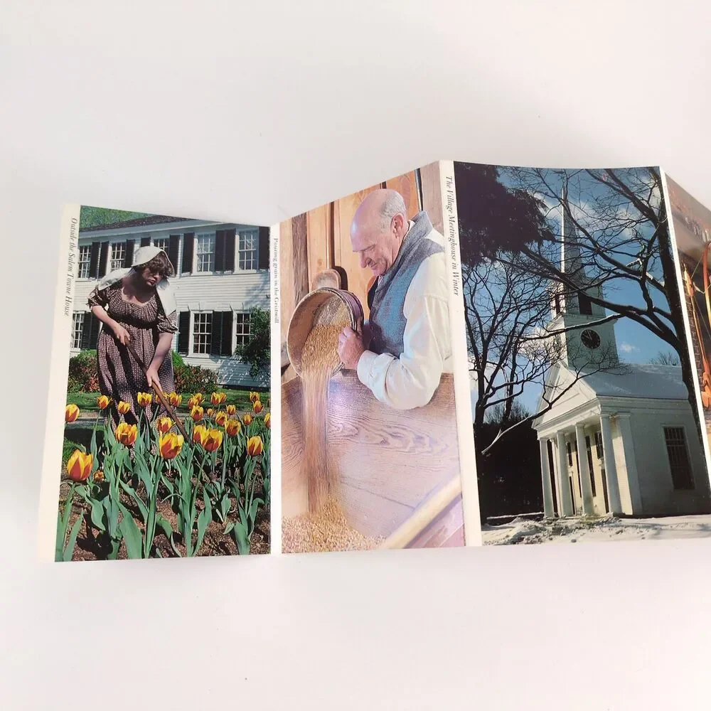 Old‎ Sturbridge Village MA 1980s Fold-Out Postcards Unused Sheep Colonial Times